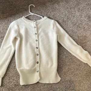 All white button sweater
